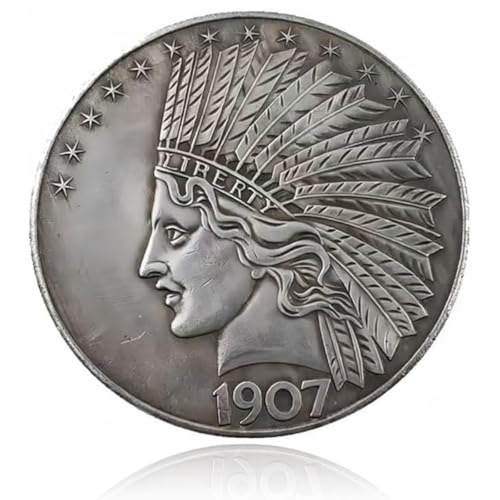 Antique Liberty Indian Head $10 Dollar Coin, Uncirculated Morgan Silver Dollar, Historical Shangui Ritual Coin, Rare Old Coins for Collectors & American Coin Collection (1907 1PCS) Other Fiyatı