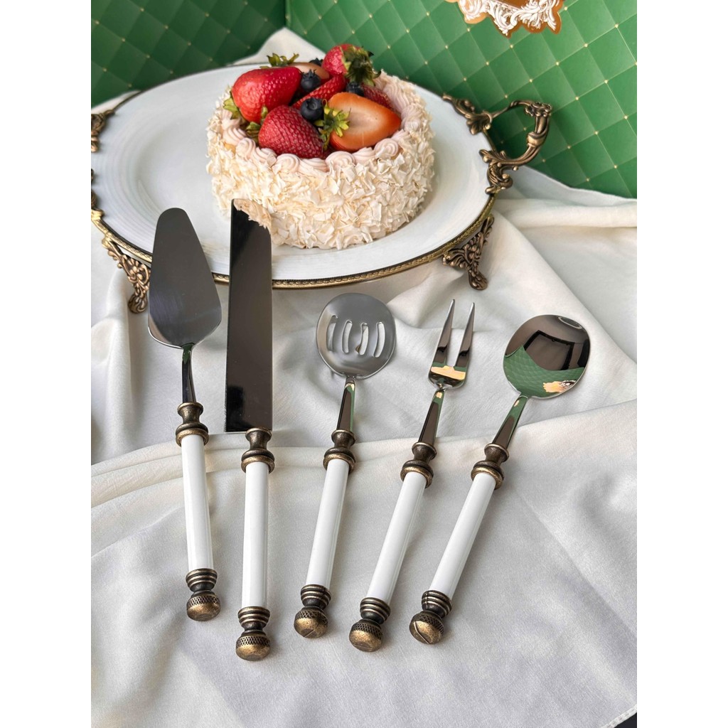 Antique Servis Kaşık Seti 5'li - 28 cm Çatal / Kaşık / Bıçak Takımları Fiyatı