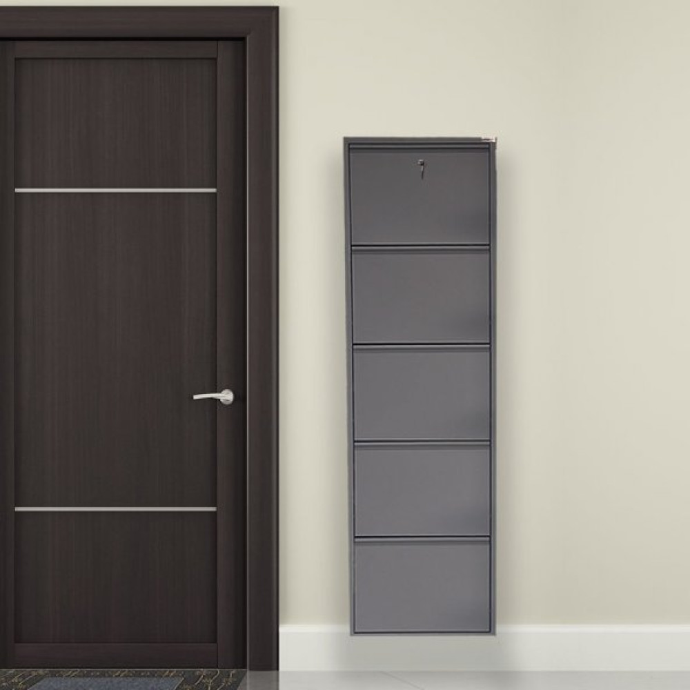 Antrasit Kilitli Metal Ayakkabilik Mac5 - 5 Kapakli - 50X15x169 H Ayakkabılık Fiyatı