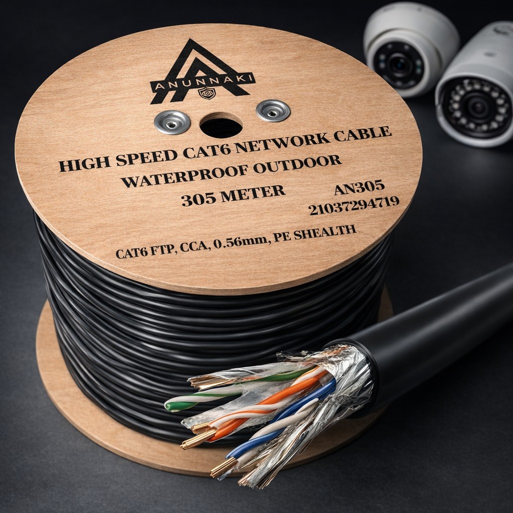 Anunnaki AN305 Cat6 Ftp Outdoor Dış Mekan Ip Kamera Kablosu 305 Metre Pe Ceket Folyolu Poe Internet Kablosu - 305 m - Siyah Giyim & İç Giyim Fiyatı