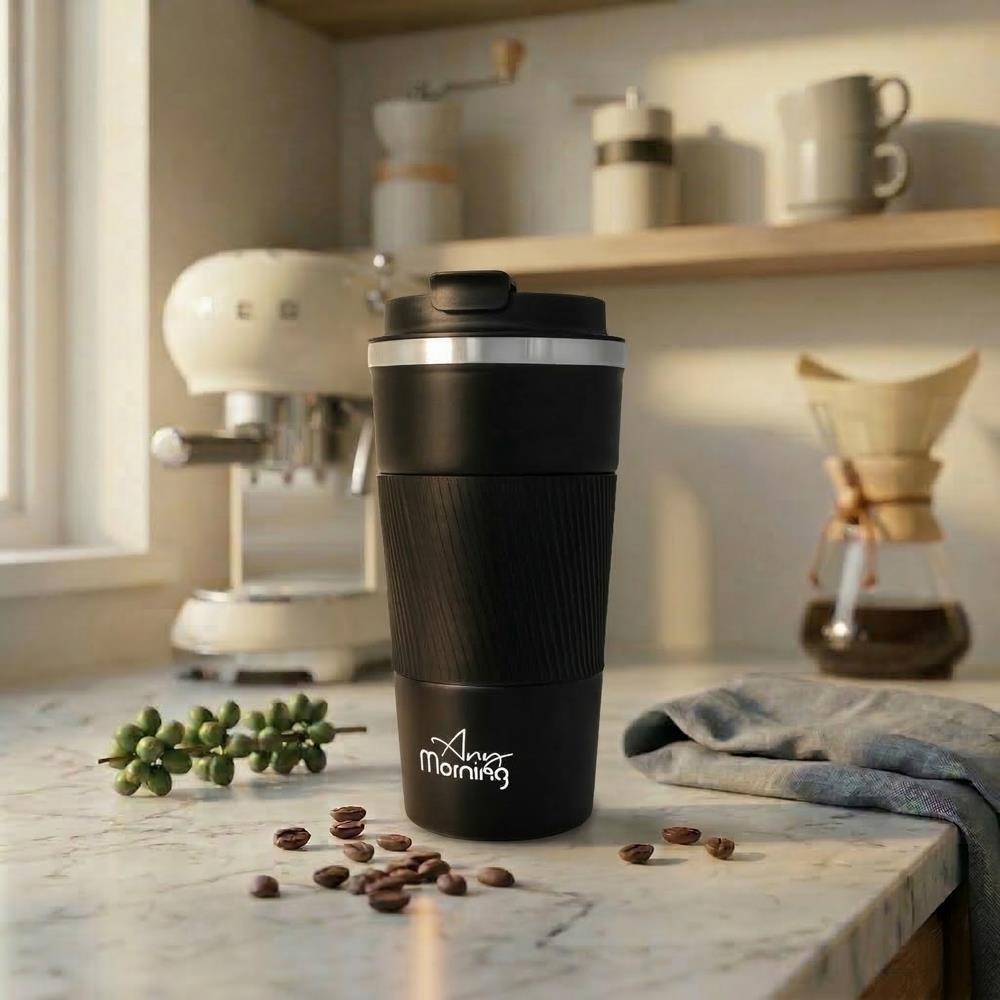 Any Morning BA21549 Paslanmaz Çelik Termos Mug 500 ml Siyah, Kaymaz Silikon Halka, Sızdırmaz Kapak Termos Fiyatı