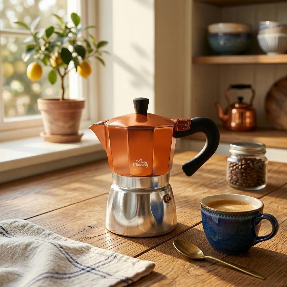Any Morning Hes-6 Espresso Kahve Makinesi Alüminyum Moka Pot 240 ml Bakır Çay / Çaydanlık Setleri Fiyatı