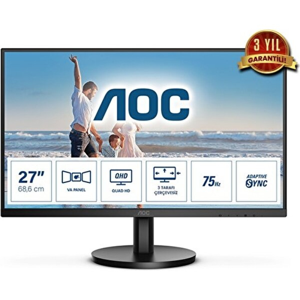 Aoc 27" Q27B3MA 75Hz 4ms Qhd HDMI Dp Va Flat Antiglare Freesync Monitör Monitör Fiyatı