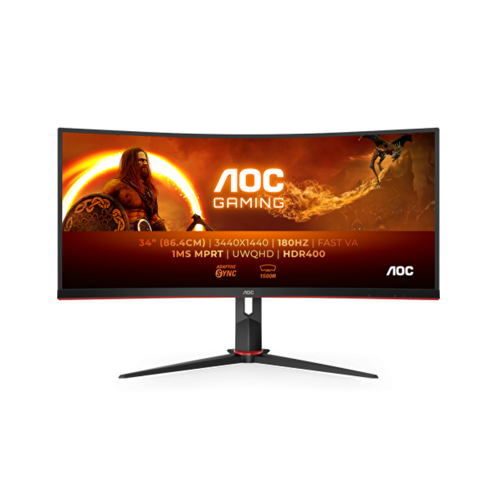 AOC Cu34G2Xp/Bk 34" 1 Ms 180Hz FreeSYNC Premium Wqhd VA Curved Gaming Monitör Monitör Fiyatı