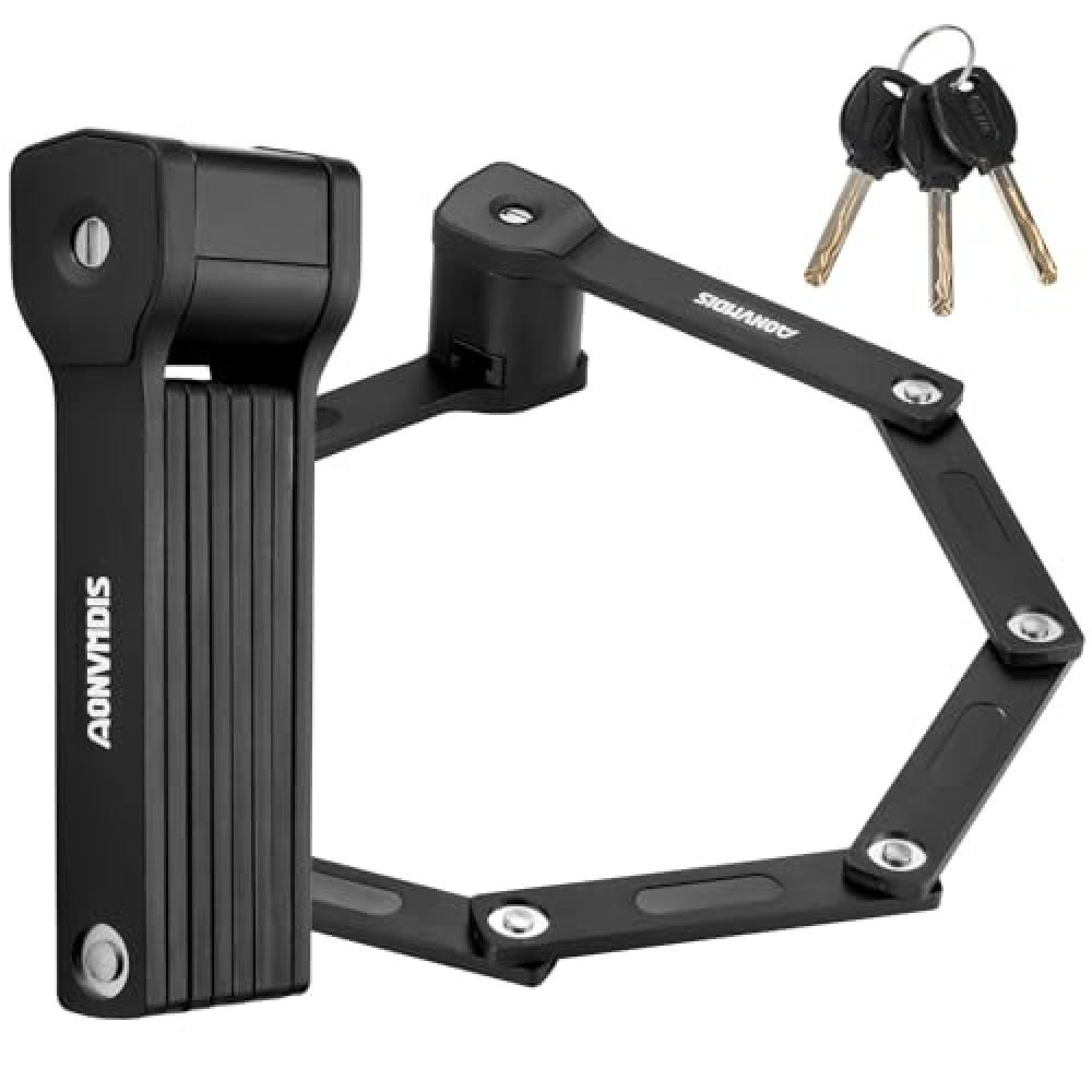 Aonvmdis Folding Bike Lock Bicycle Scooter Motorcycle Folding Locks with 3Keys Heavy Duty Bike Lock with Easy Mounting Bracket Alloy Steel Foldable Lock