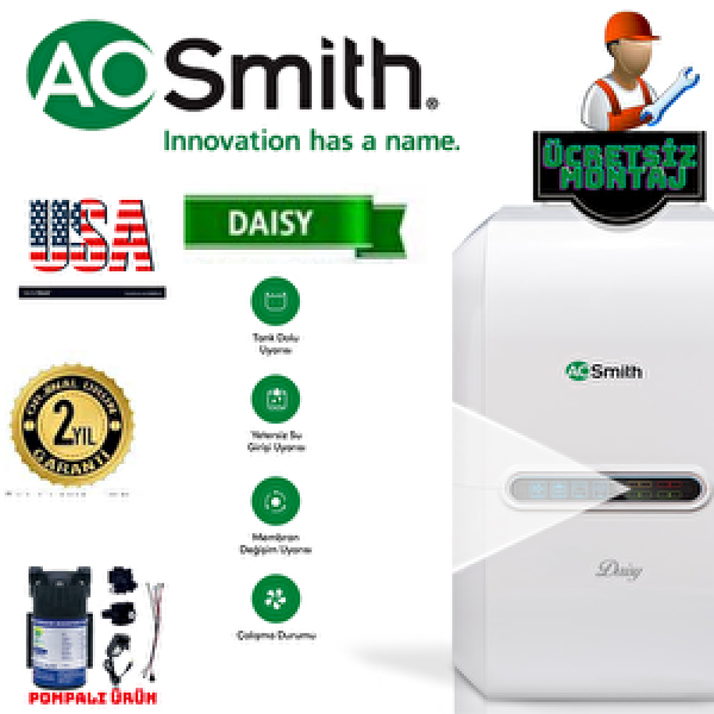 Aosmith Ao Smith Daisy Di̇ji̇tal Ekranli Su Aritma Ci̇hazi Su Arıtma Cihazı Fiyatı