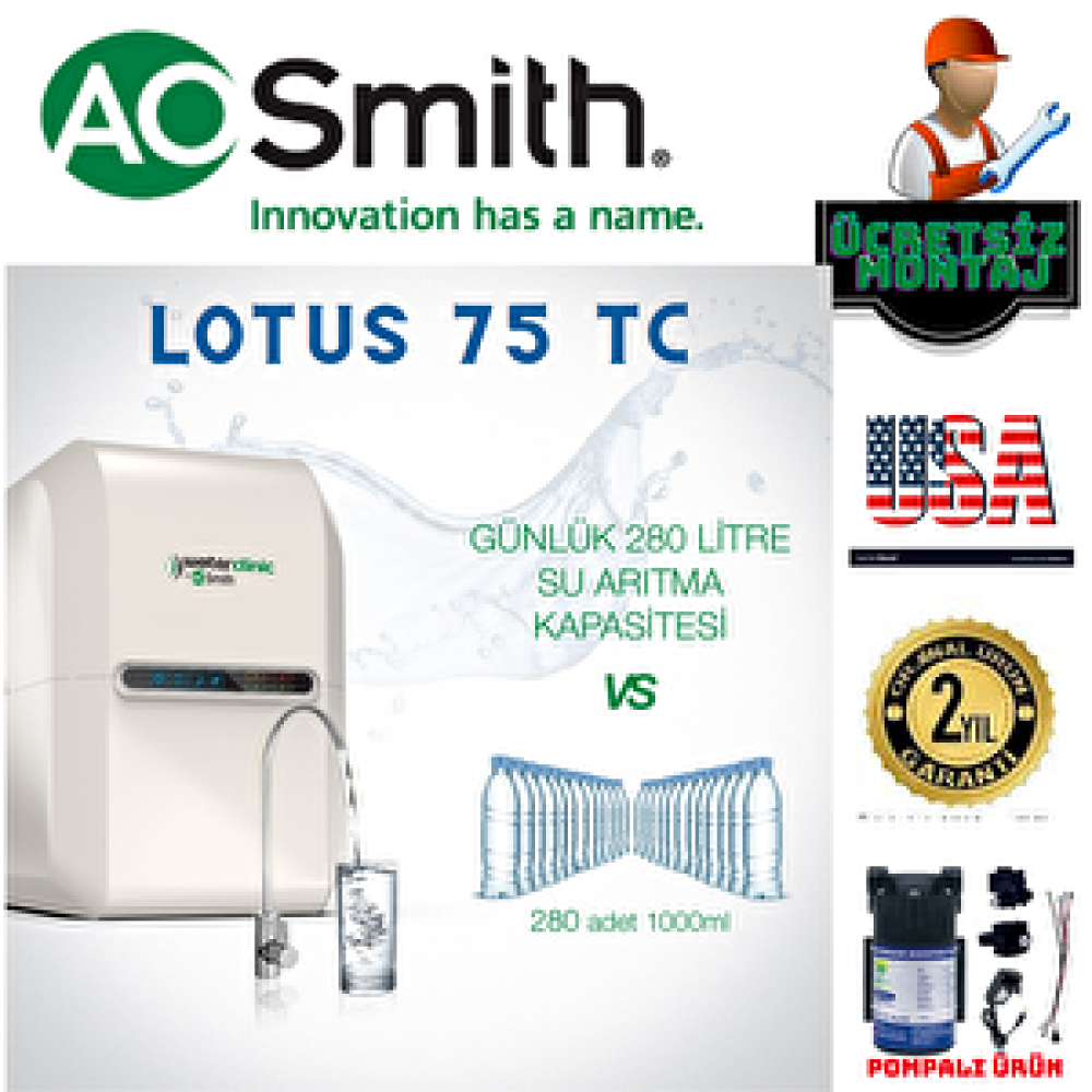 Aosmith Ao Smith Lotus 75 Tc Di̇ji̇tal Ekranli Su Aritma Ci̇hazi Su Arıtma Cihazı Fiyatı