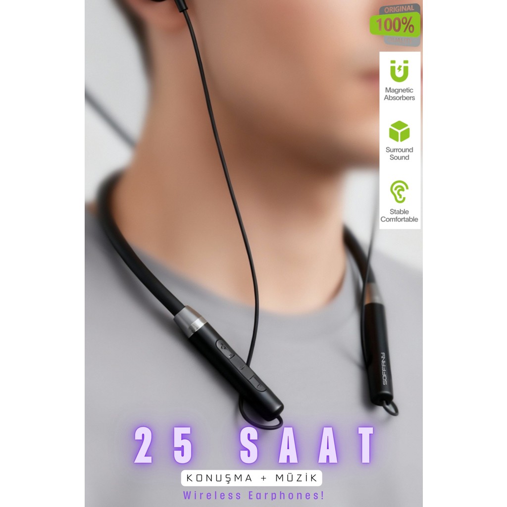 AP-18 Magnet Serisi Boyun Askılı Bluetooth 5.3 Kulaklık Siyah Bluetooth Kulaklık Fiyatı