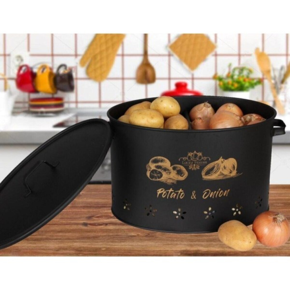 Ap Store 2 Bölmeli Metal Patates Soğan Kovası Siyah 18 Lt 2bsiyah Saklama Kapları Fiyatı