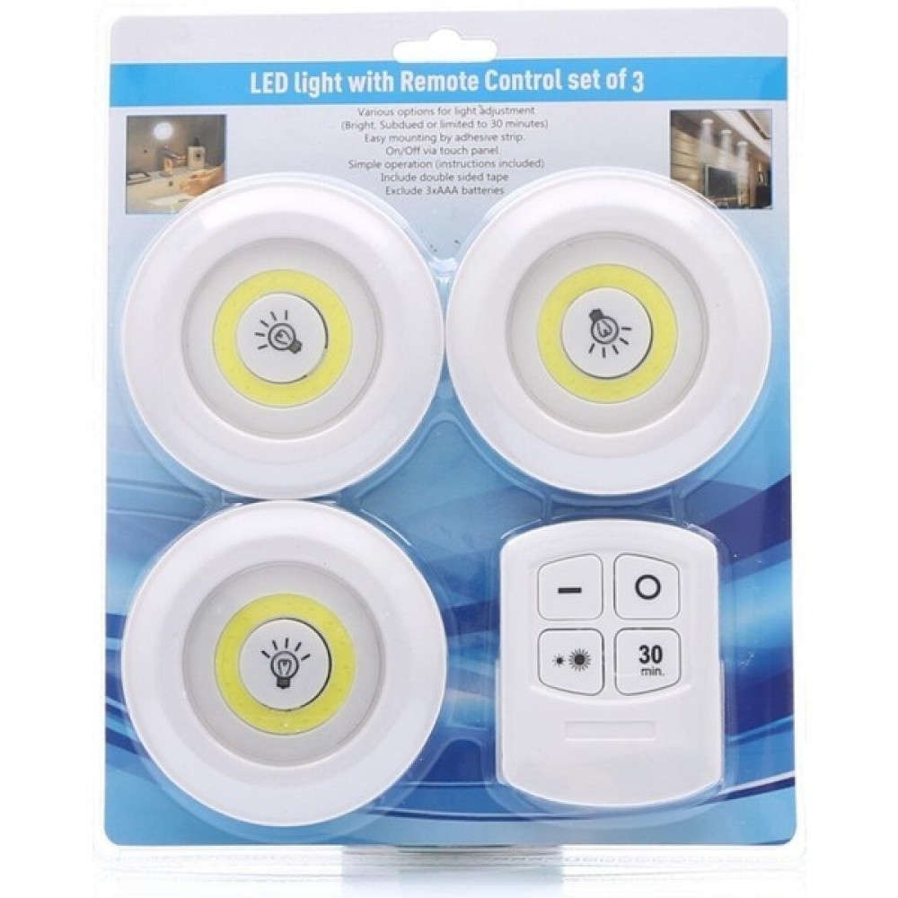 Ap Store Uzaktan Kumandalı 3 Lü Spot LED Lamba Kablosuz Pilli Işıldak Ld Led Aydınlatmalar Fiyatı