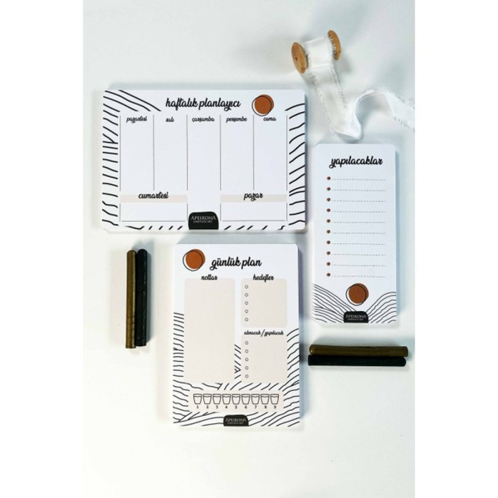 Apeirona Masaüstü Planlayıcı Seti | 3 Parça | Çek Kopart - Black - 1 Ajanda Fiyatı