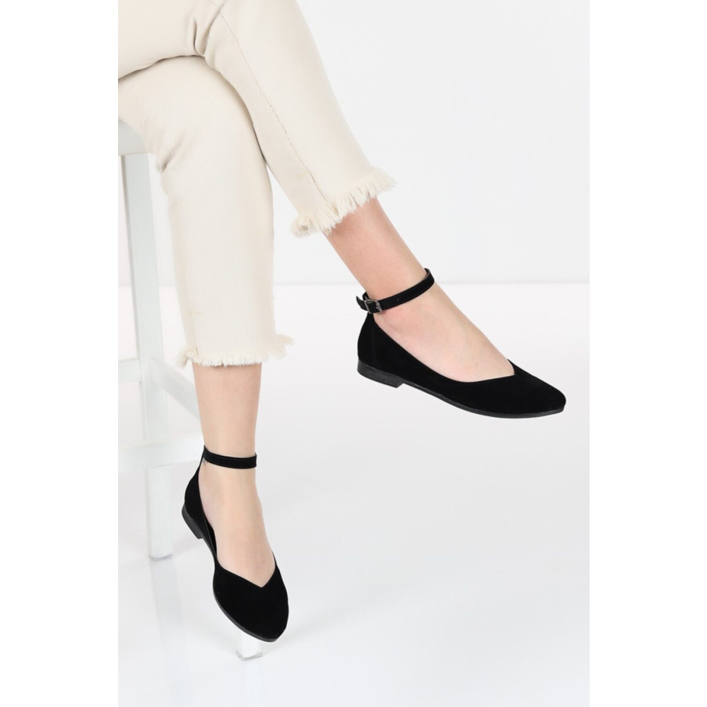 apelles Shoes Siyah Süet Kadın Bilekten Tokalı Babet 40 Beden Babetler Fiyatı