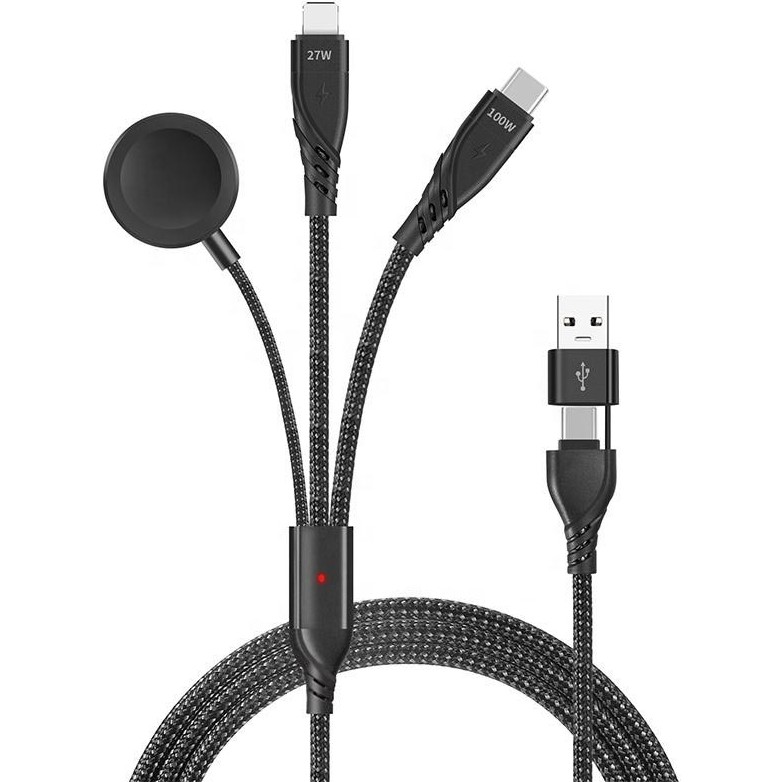 Apera Apple Watch ile Uyumlu Kablosuz Şarj Aleti Örgü Kablo 5in1 Tüm iPhone ile Uyumlu USB Pd Type C 100W Şarj Bilgisayar Çevirici ve Adaptörü Fiyatı