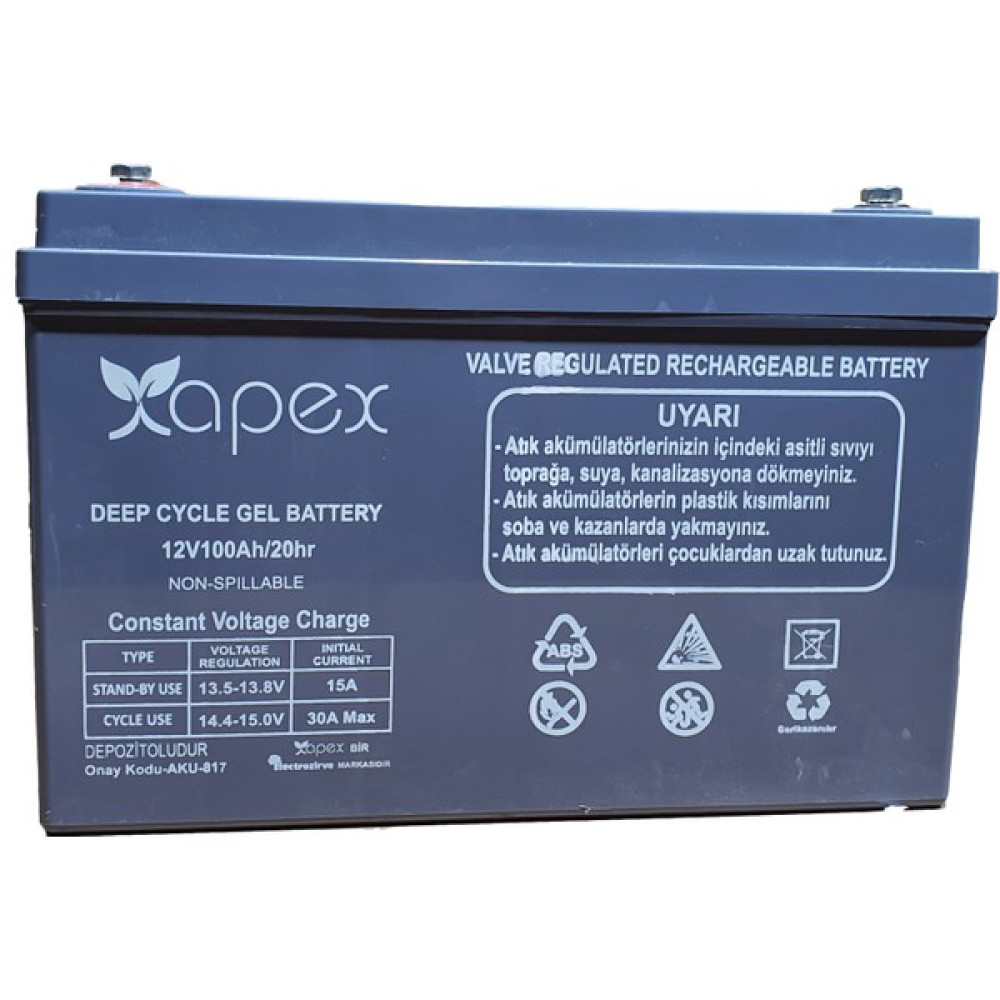 Apex 100 Amper Jel Akü Deep Cycle Jel Akü Akü Fiyatı