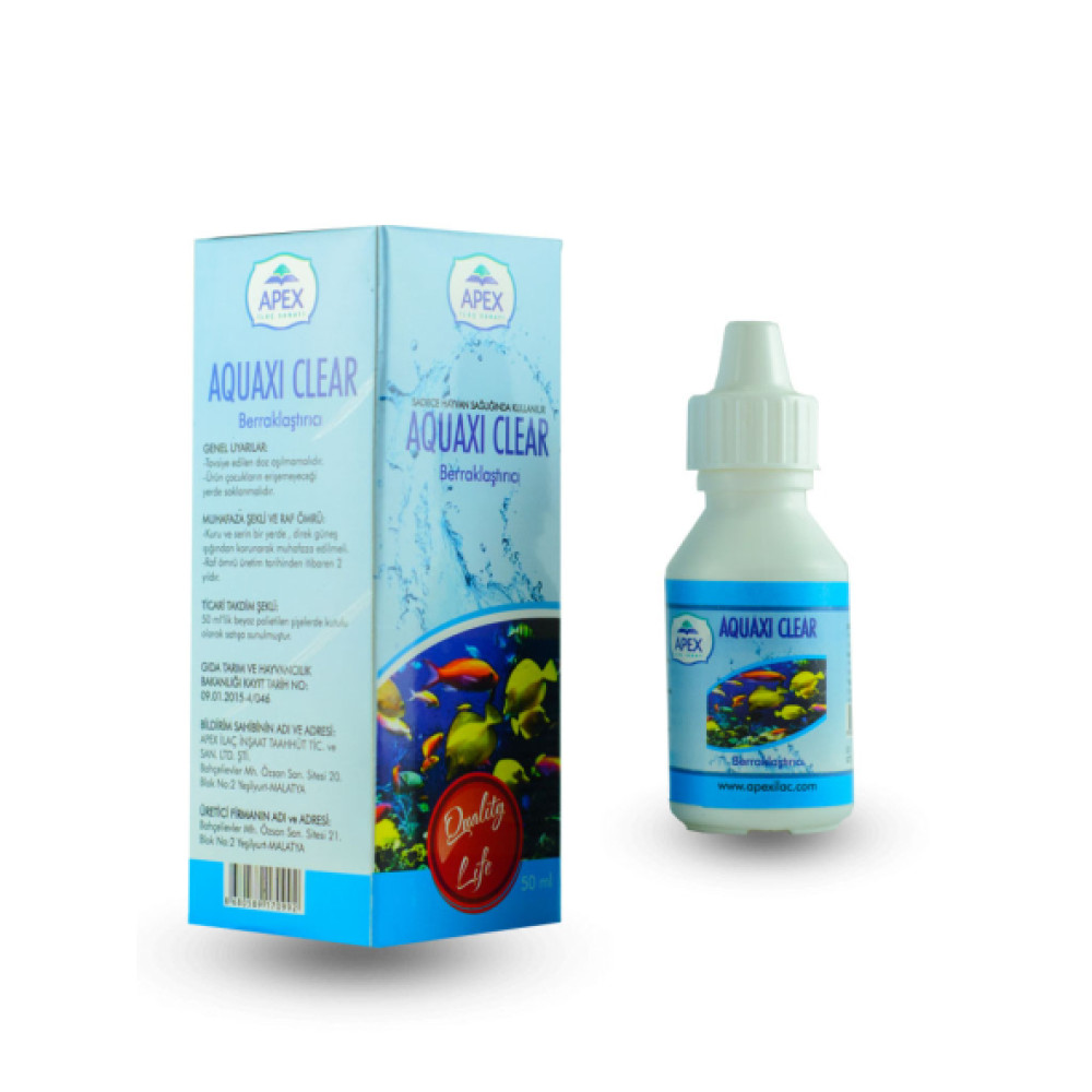 Apex Aquaxi Clear Akvaryum Su Berraklastirici 50 Ml - Akvaryum Su Duzenleyici Evcil Hayvan Ürünleri Fiyatı