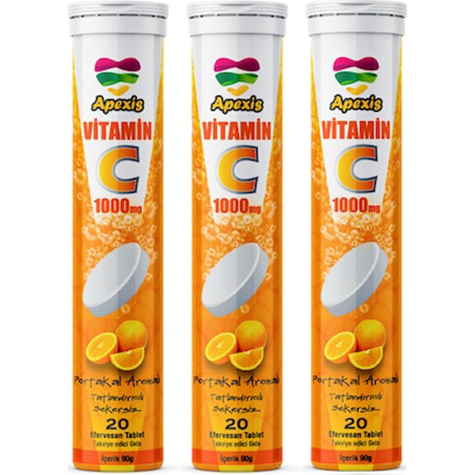 Apexis Vitamin C 20 Efervesan Tablet 3 Adet 1000 Mg Diğer Fiyatı