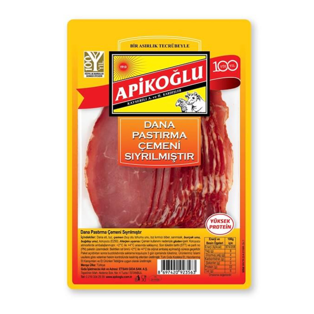 Apikoğlu Dana Pastırma Çemensiz 90 gr Kırmızı Et Fiyatı