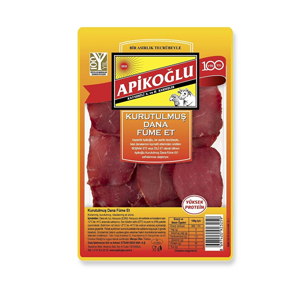 Apikoğlu Kurutulmuş Dana Füme Et 100 Gr Şarküteri Fiyatı