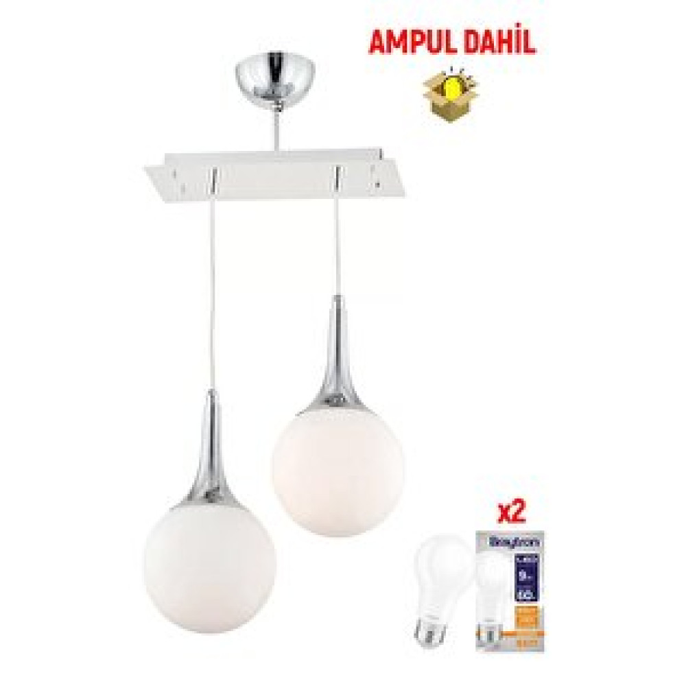 Apliqa Damla 2li Sıralı -led Ampul Dahil Modern Koridor Mutfak Salon Sarkıt Avize Avize Fiyatı