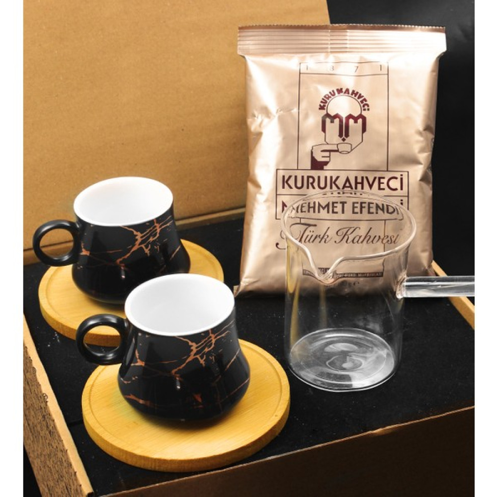 Apollon Gift Bambulu Mermer Desenli Porselen Fincan Takımı Cam Cezve Türk Kahvesi Fincan / Bardak / Kahve Takımı Fiyatı