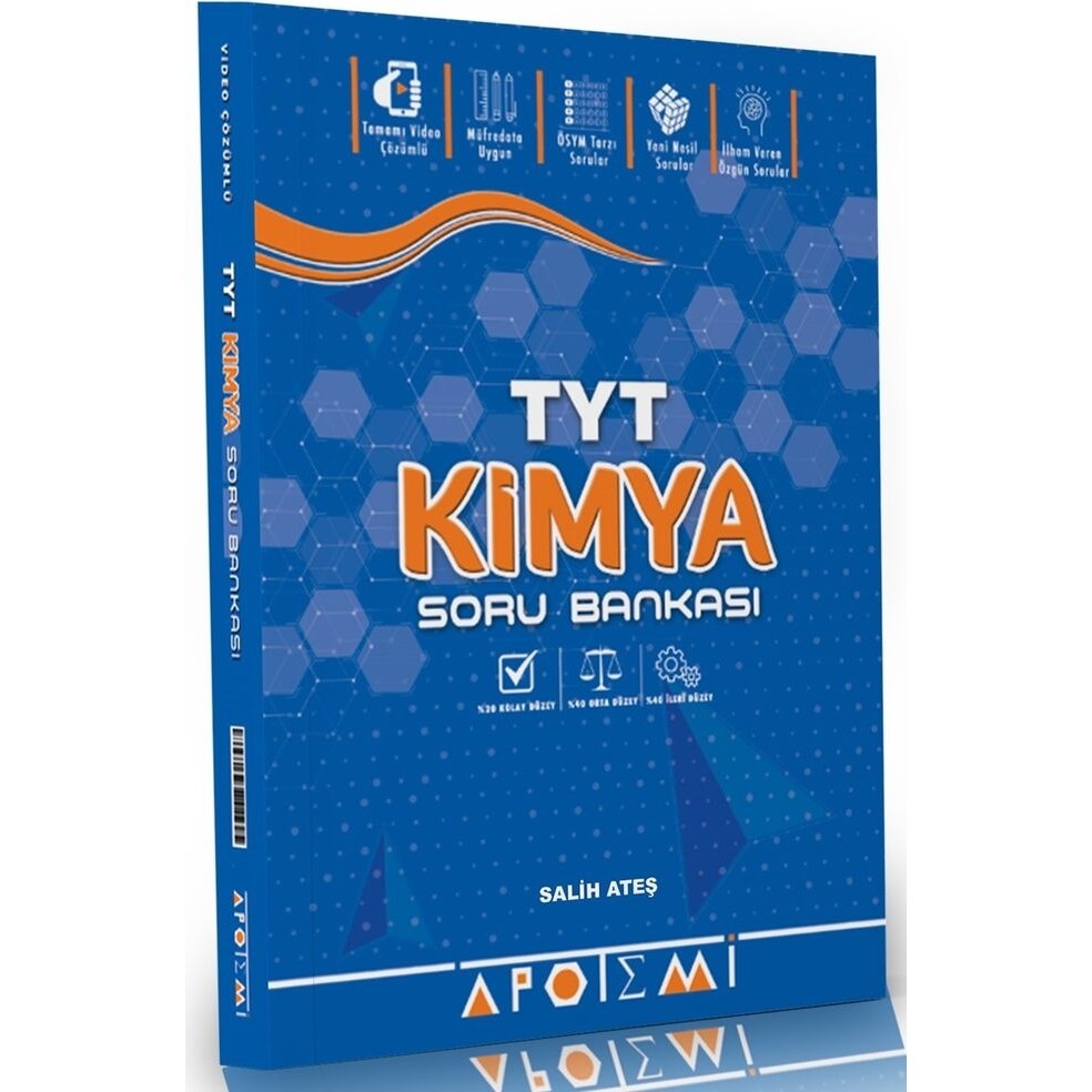 Apotemi Yayınları TYT Kimya Soru Bankası Ciltli 224 Sayfa Video Çözümlü Üniversite Hazırlığı için Temel Yeterlilik Testi (TYT) Fiyatı