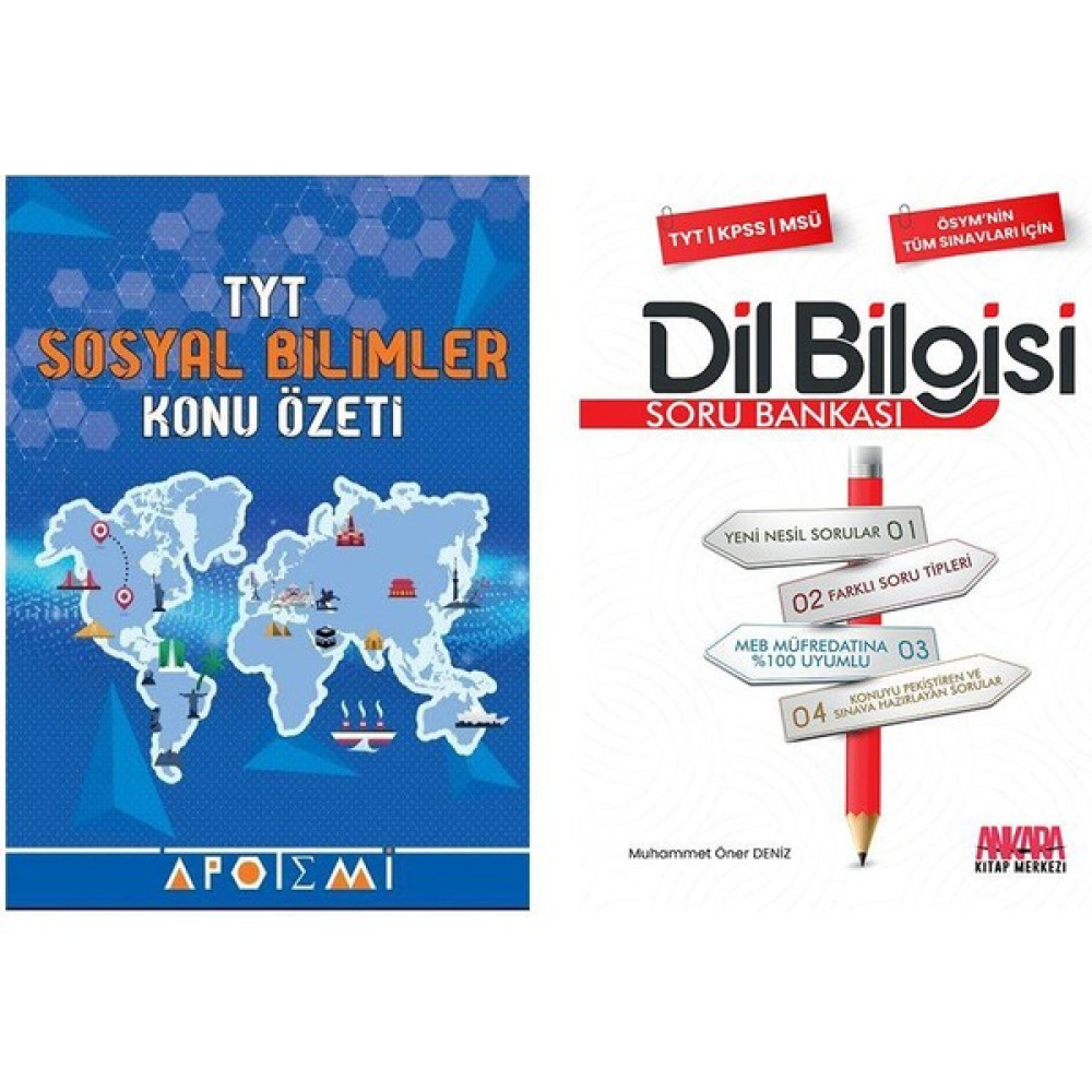 Apotemi Yayınları TYT Sosyal Bilimler Konu Özetli ve Akm Dil Bilgisi Soru Bankası Seti 2 Kitap Temel Yeterlilik Testi (TYT) Fiyatı