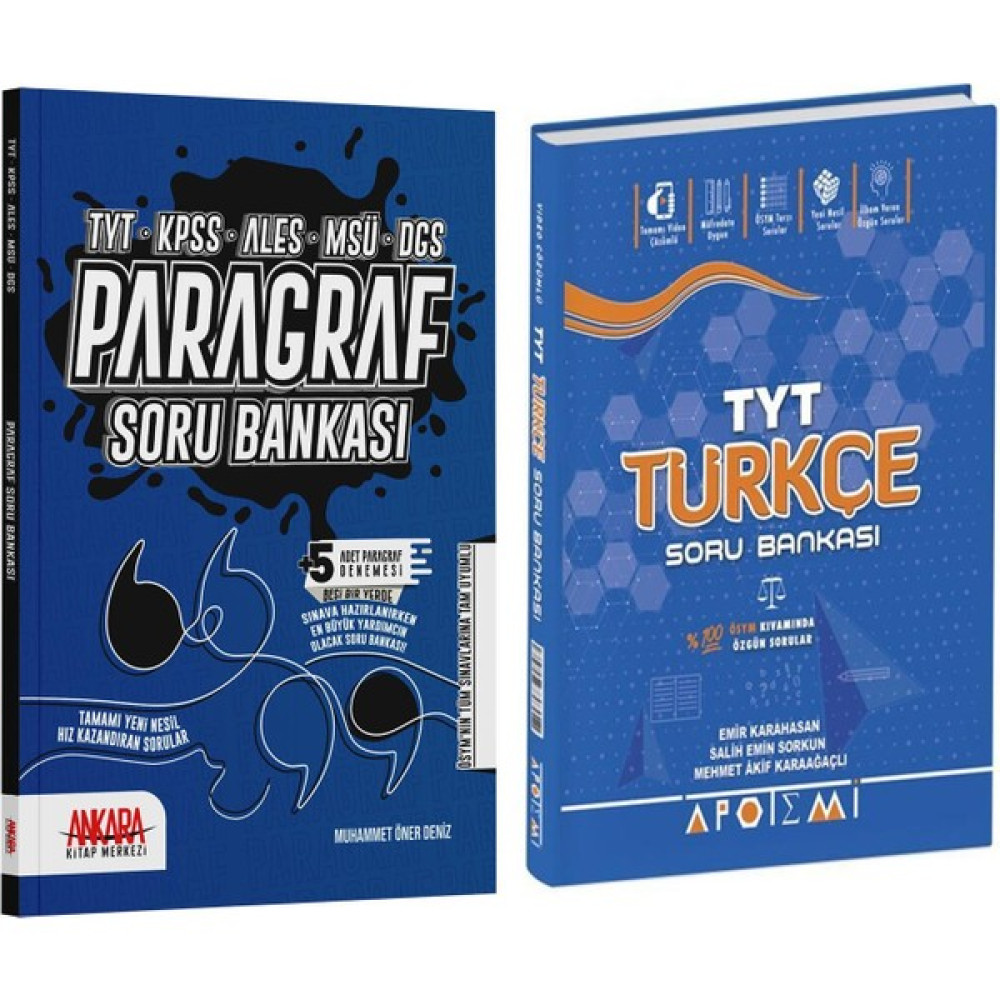 Apotemi Yayınları TYT Türkçe ve Ankara Kitap Merkezi Yayınları Paragraf Soru Bankası Seti 2 Kitap Temel Yeterlilik Testi (TYT) Fiyatı