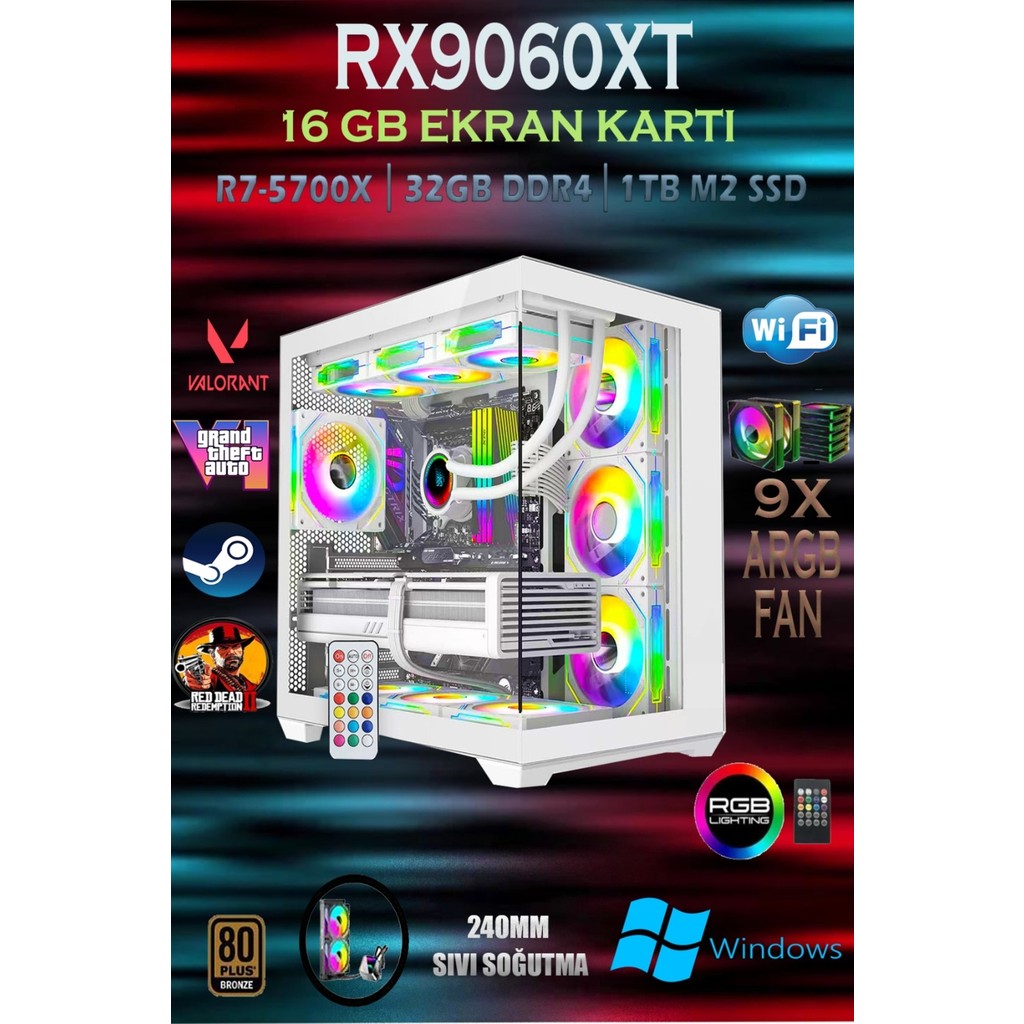 Apphirex TCW90 Ryzen 7 5700X 32GB 1tb M.2 SSD RX9060XT 16GB Sıvı Soğutmalı Beyaz Masaüstü Oyuncu Bilgisayarı Hazır Sistem SSD / Solid State Drive Fiyatı