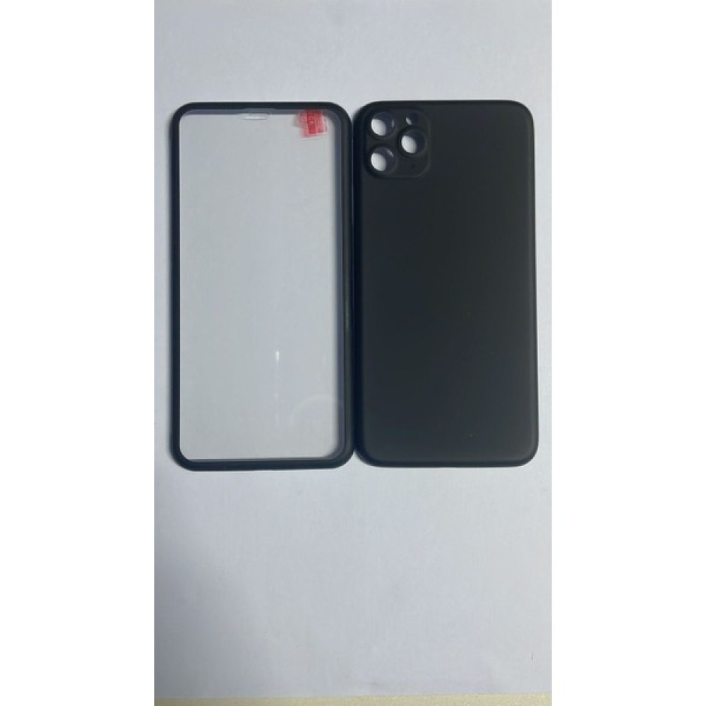 Apple Iphone 11 Pro Max Kılıf 360 Derece Ön Arka Tam Koruma Ultra Ince LED Sert Kapak Kilif - Siyah Cep Telefonu Kılıfı Fiyatı