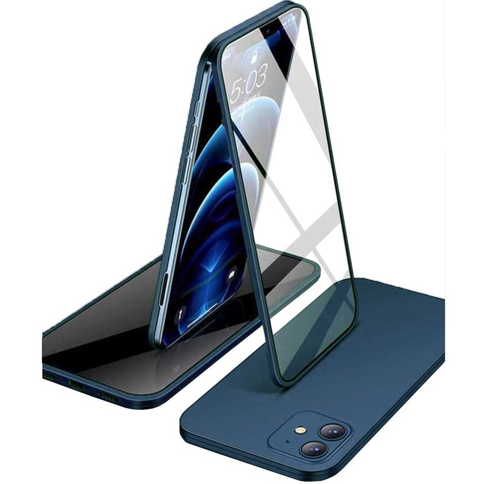 Apple iPhone 11 Uyumlu 360 Derece Tam Kaplayan Cam Kapak Kılıf - Lacivert Cep Telefonu Kılıfı Fiyatı