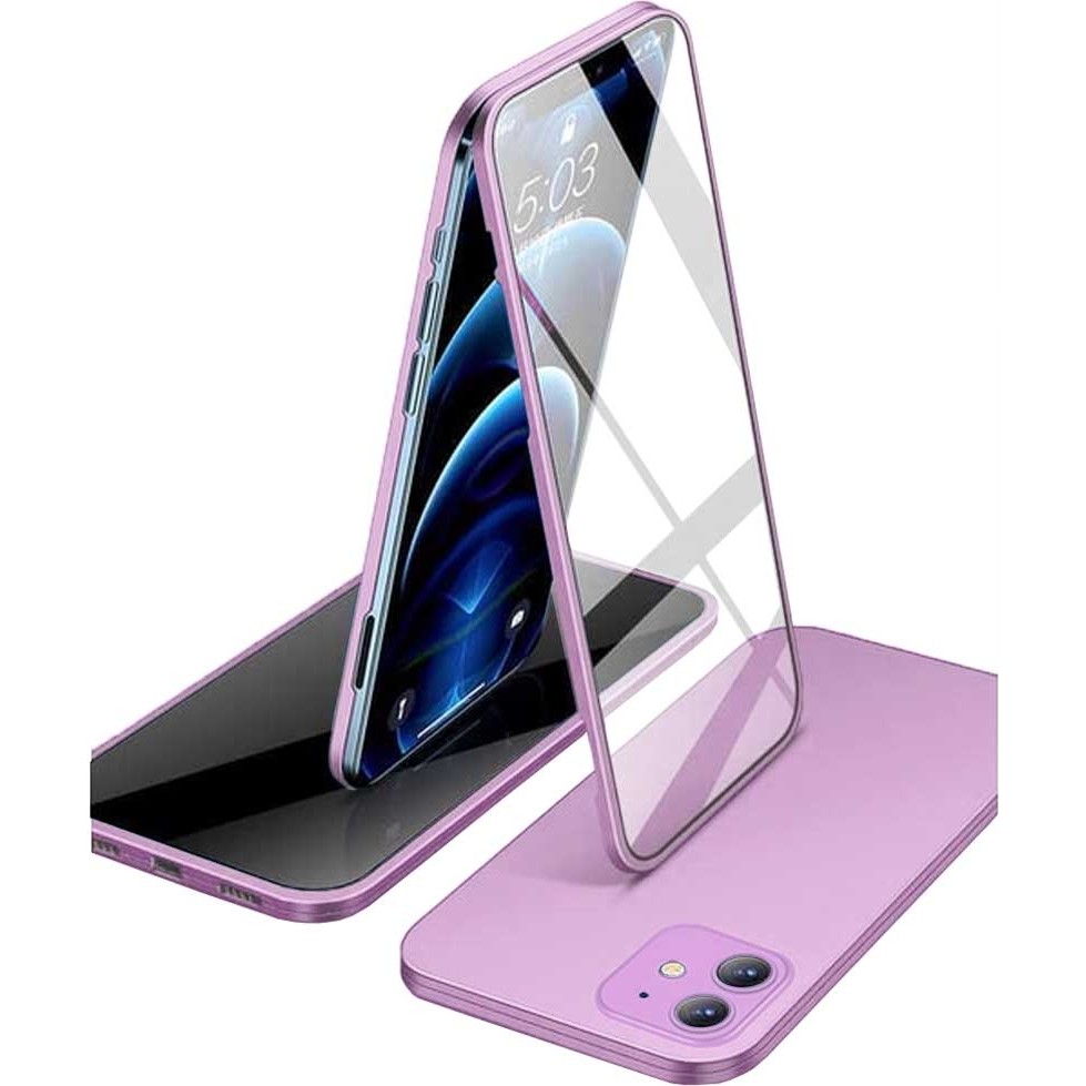 Apple iPhone 11 Uyumlu 360 Derece Tam Kaplayan Cam Kapak Kılıf - Lila Cep Telefonu Kılıfı Fiyatı