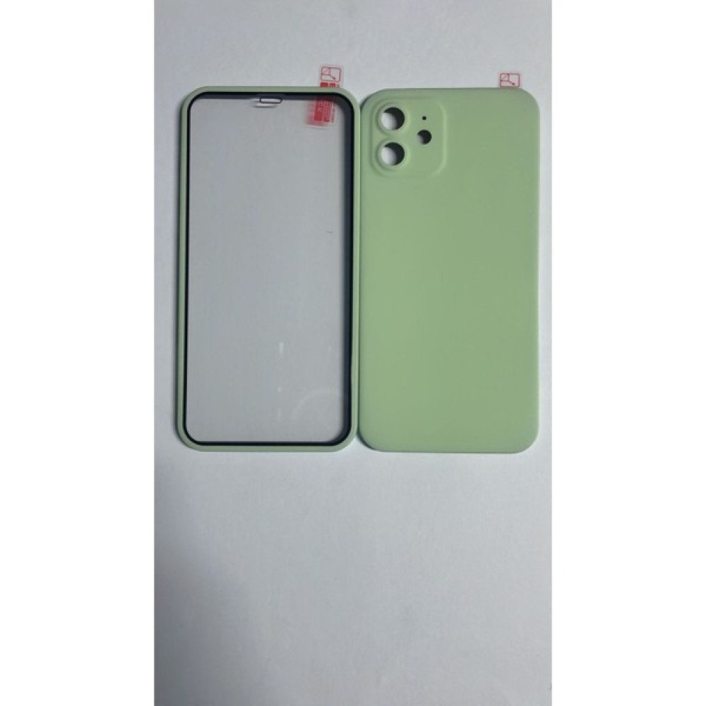 Apple Iphone 12 Kılıf 360 Derece Ön Arka Tam Koruma Ultra Ince LED Sert Kapak Kilif - Yeşil Cep Telefonu Kılıfı Fiyatı