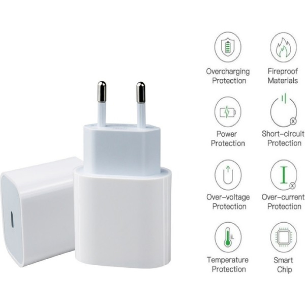 Apple iPhone 12 Pro Max Uyumlu Type-C To Lightning Pd Hızlı Şarj Cihazı / Şarj Aleti 20W (Şarj Başlığı Adaptör) - Beyaz Cep Telefonu Şarj Cihazı Fiyatı