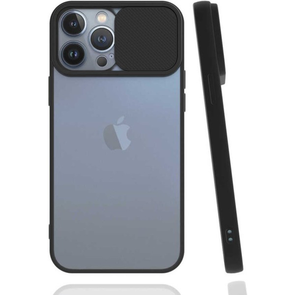 Apple iPhone 13 Pro Max Kapaklı Kamera Koruyuculu Silikon Kılıf Lensi Kapak - Siyah Cep Telefonu Kılıfı Fiyatı