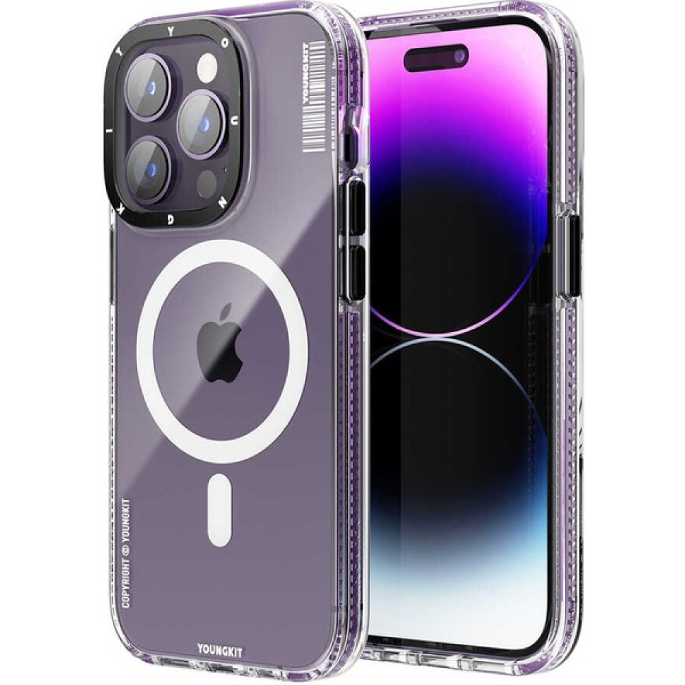 Apple iPhone 14 Pro Max Kılıf Magsafe Şarj Özellikli Youngkit Exquisite Serisi Kapak - Mor Cep Telefonu Kılıfı Fiyatı