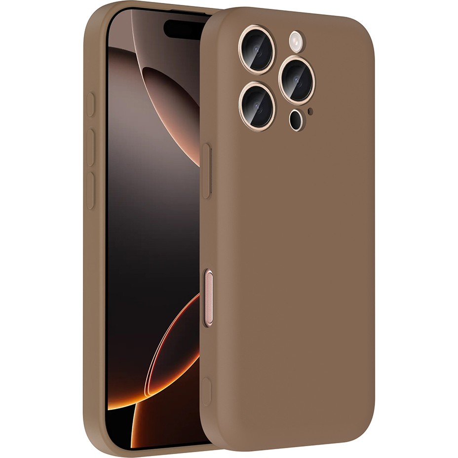 Apple iPhone 16 Pro Max Kılıf Kamera Korumalı Gizli Kartlık Hazneli Zr-Vitra - Kahverengi Cep Telefonu Kılıfı Fiyatı