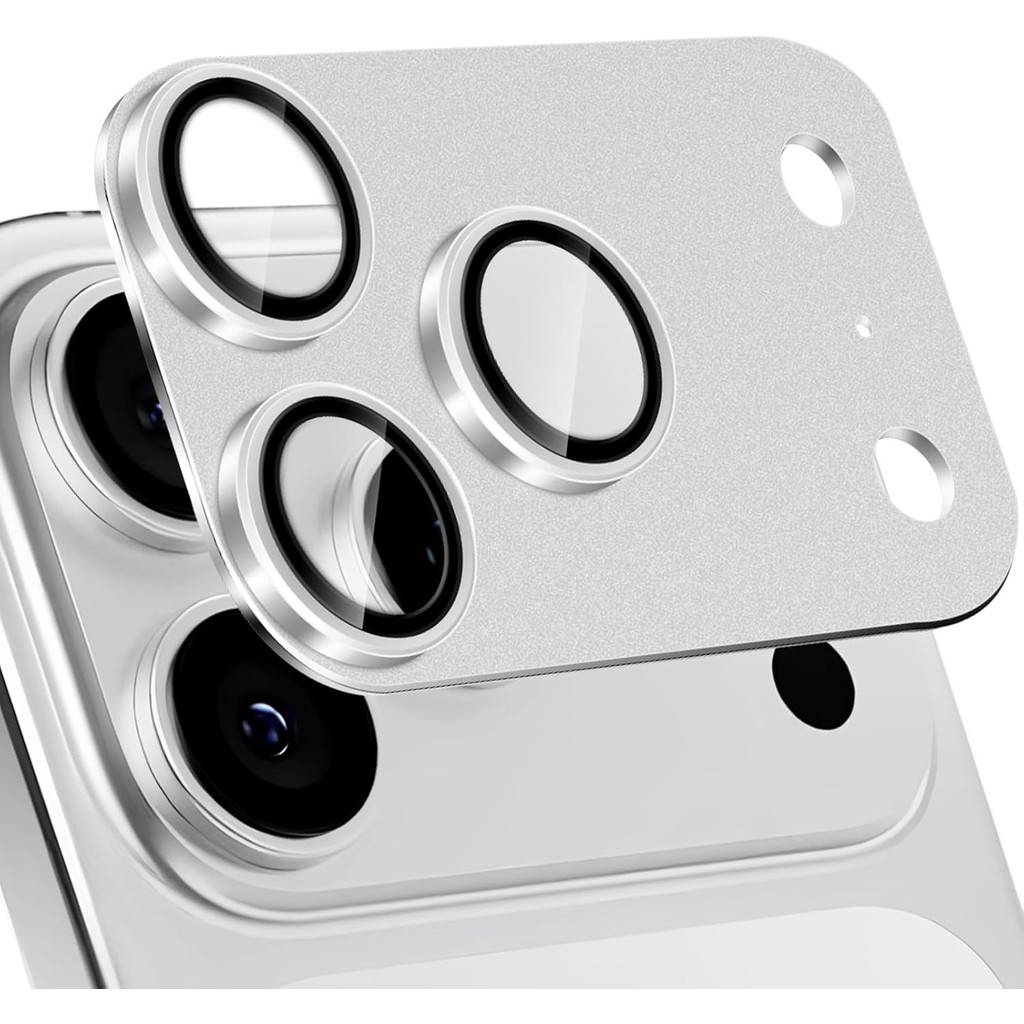 Apple iPhone 17 Pro Uyumlu Kamera Lens Koruyucu Metal Çerceveli Tam Kaplama Cam Koruyucu - Gri Cep Telefonu Ekran Koruyucusu Fiyatı