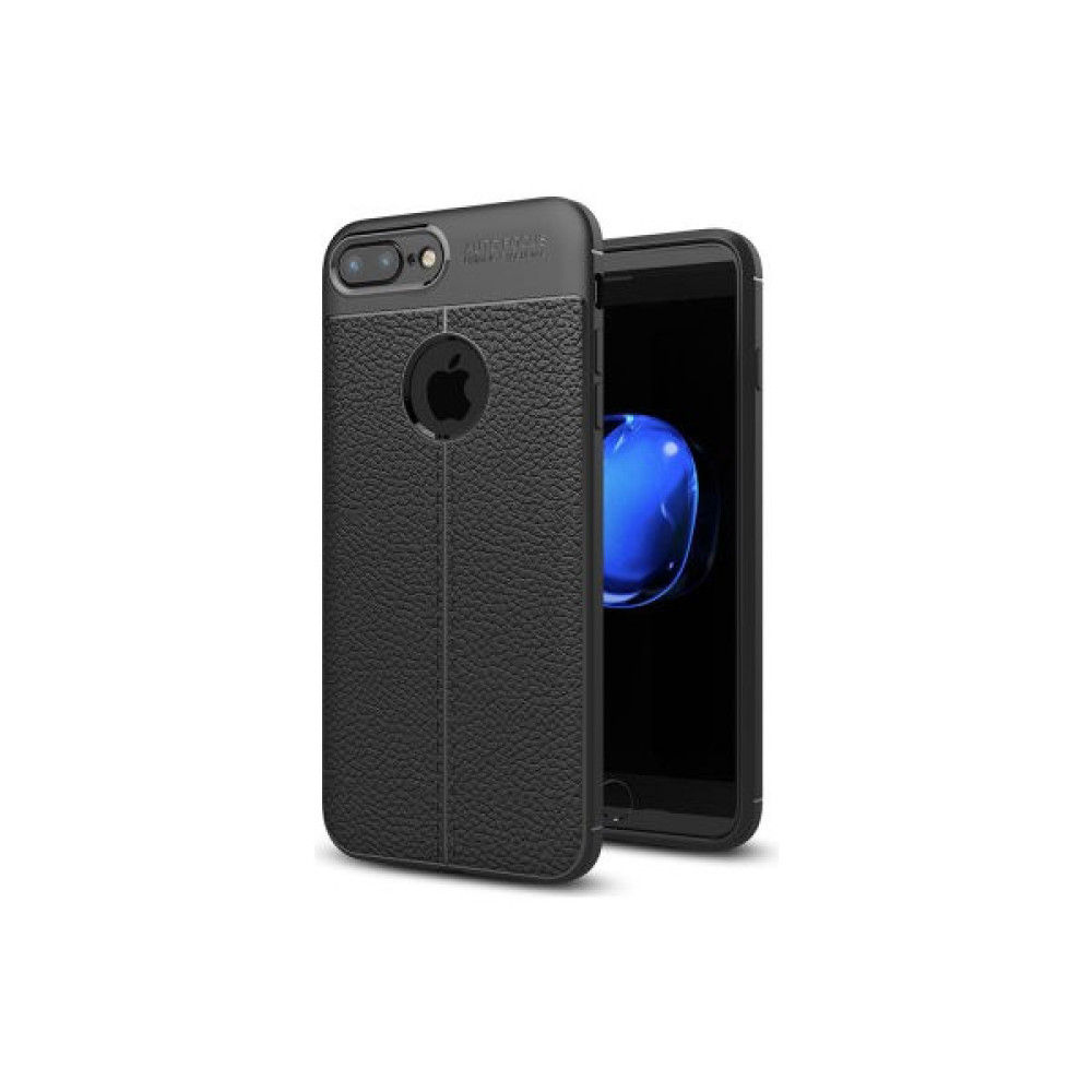 Apple iPhone 7 Plus Kamera Korumalı Deri Görünümlü Rugan Armor Tam Koruma Silikon Kılıf - Siyah Cep Telefonu Kılıfı Fiyatı