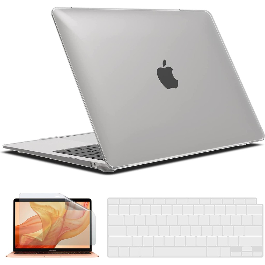 Apple MacBook Pro 13 Inç M1 Çip A2338 Uyumlu Alt Üst Kılıf + Klavye Kılıfı + Ekran Koruyucu Film - Şeffaf Cep Telefonu Kılıfı Fiyatı