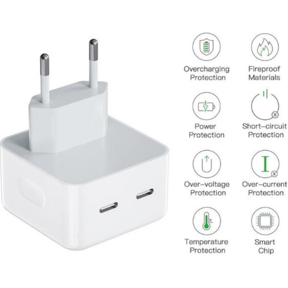 Apple Orjinal Kalite 35 W Çift Usb-C Bağlantı Noktalı Şarj Adaptörü Cep Telefonu Şarj Cihazı Fiyatı