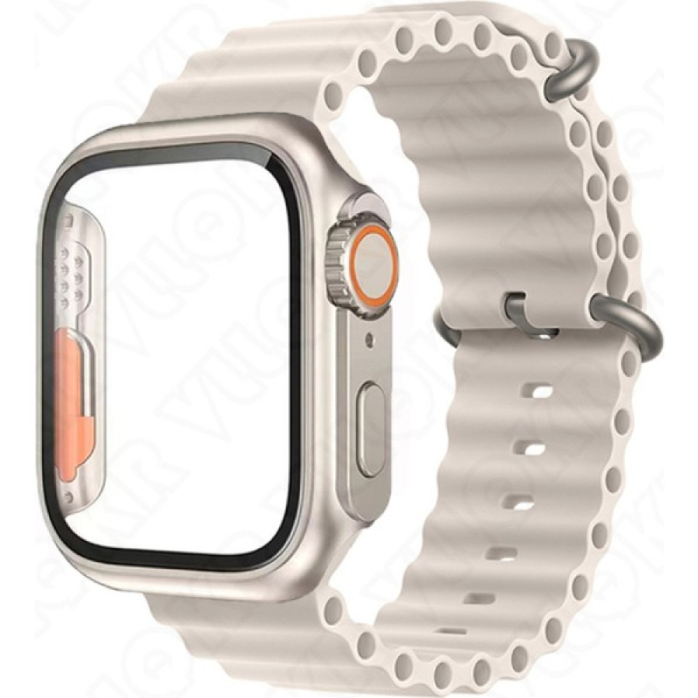 Apple Watch 45MM Saat Ultraya Çevirici Kasa ve Kordon Takım - Gümüş - Krem Giyilebilir Teknoloji Aksesuarları Fiyatı