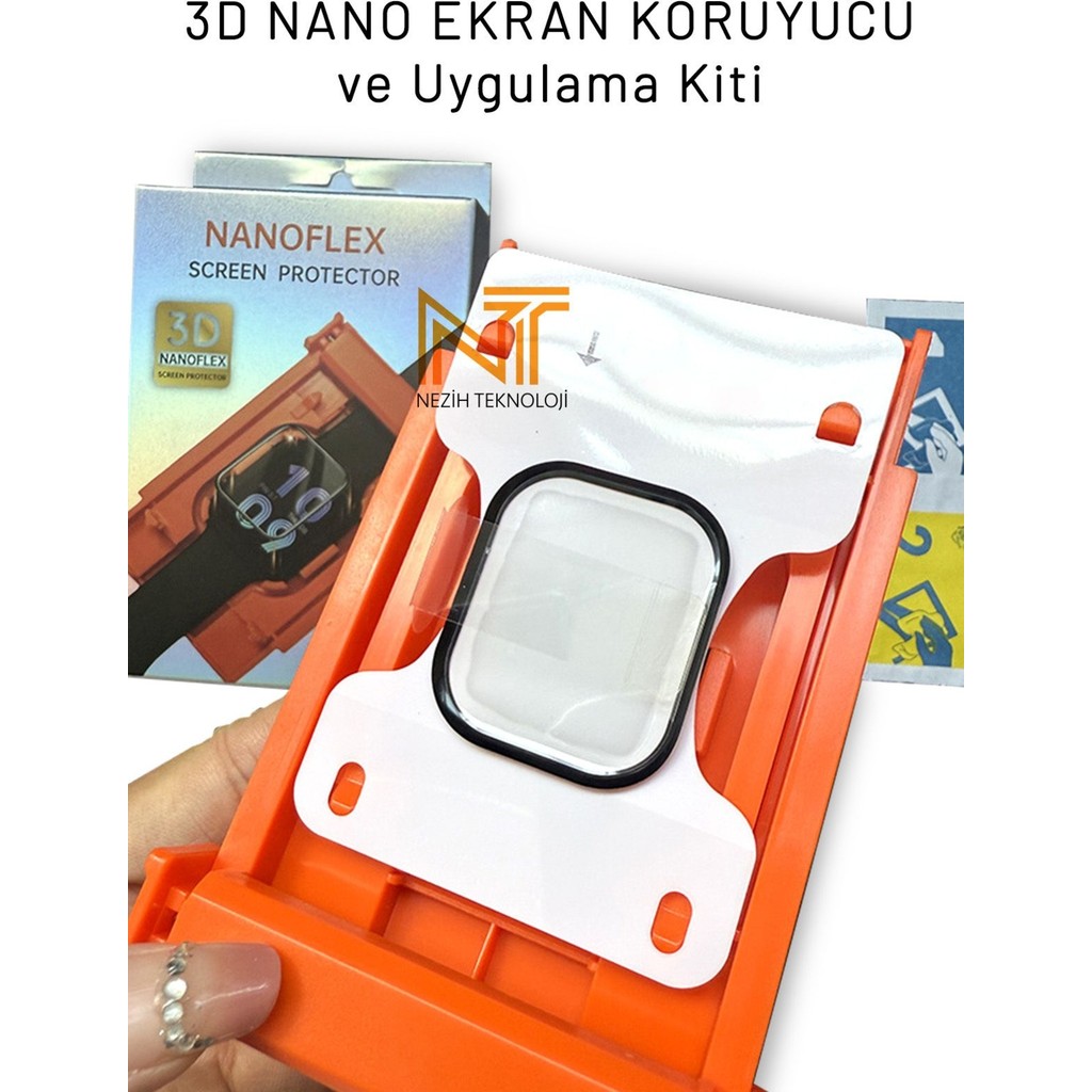 Apple Watch Seri 10 46 mm Uyumlu 3D Nano Ekran Koruyucu ve Uygulama Kiti - Apple Watch Seri 10 46mm - Şeffaf Cep Telefonu Ekran Koruyucusu Fiyatı