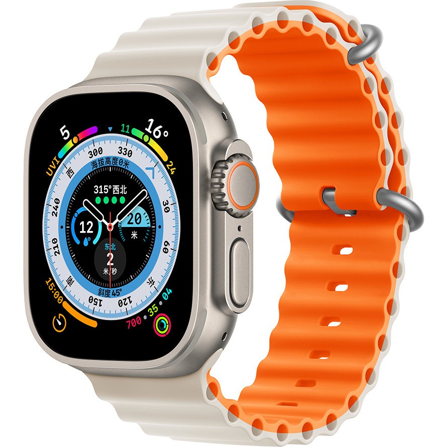 Apple Watch Uyumlu 42 mm 44 mm 45 mm 49 mm Kordon 1/2/3/4/5/6/se/7/8/ Watch Ultra Çift Renk Ocean Kordon - Beyaz - Turuncu Akıllı Saat Aksesuarı Fiyatı