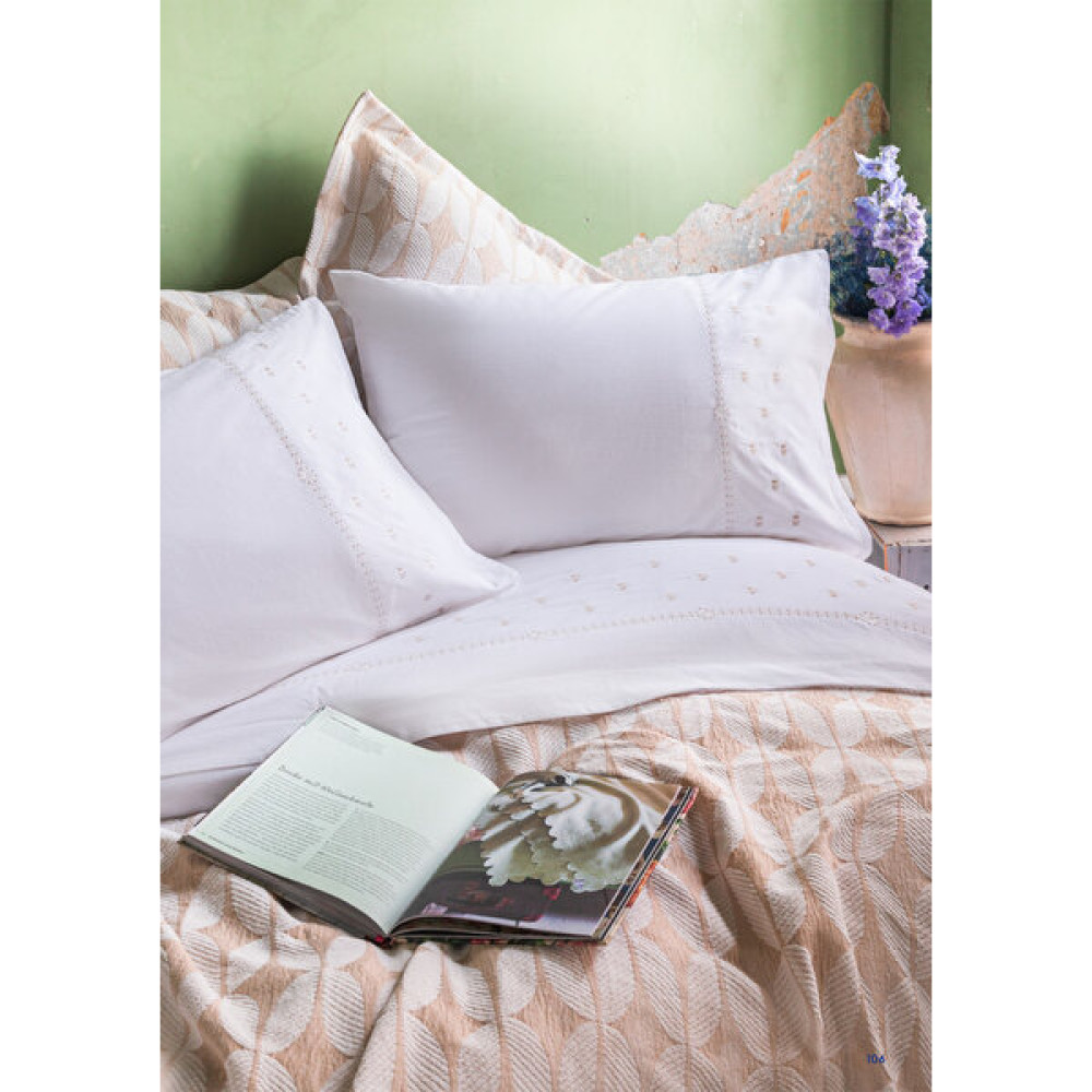Apricitas Home Abeille Blush Çift Kişilik %100 Pamuk Yatak Örtülü Nevresim Seti - Açık Pembe - 230 x 240 cm Yatak Örtüsü Fiyatı
