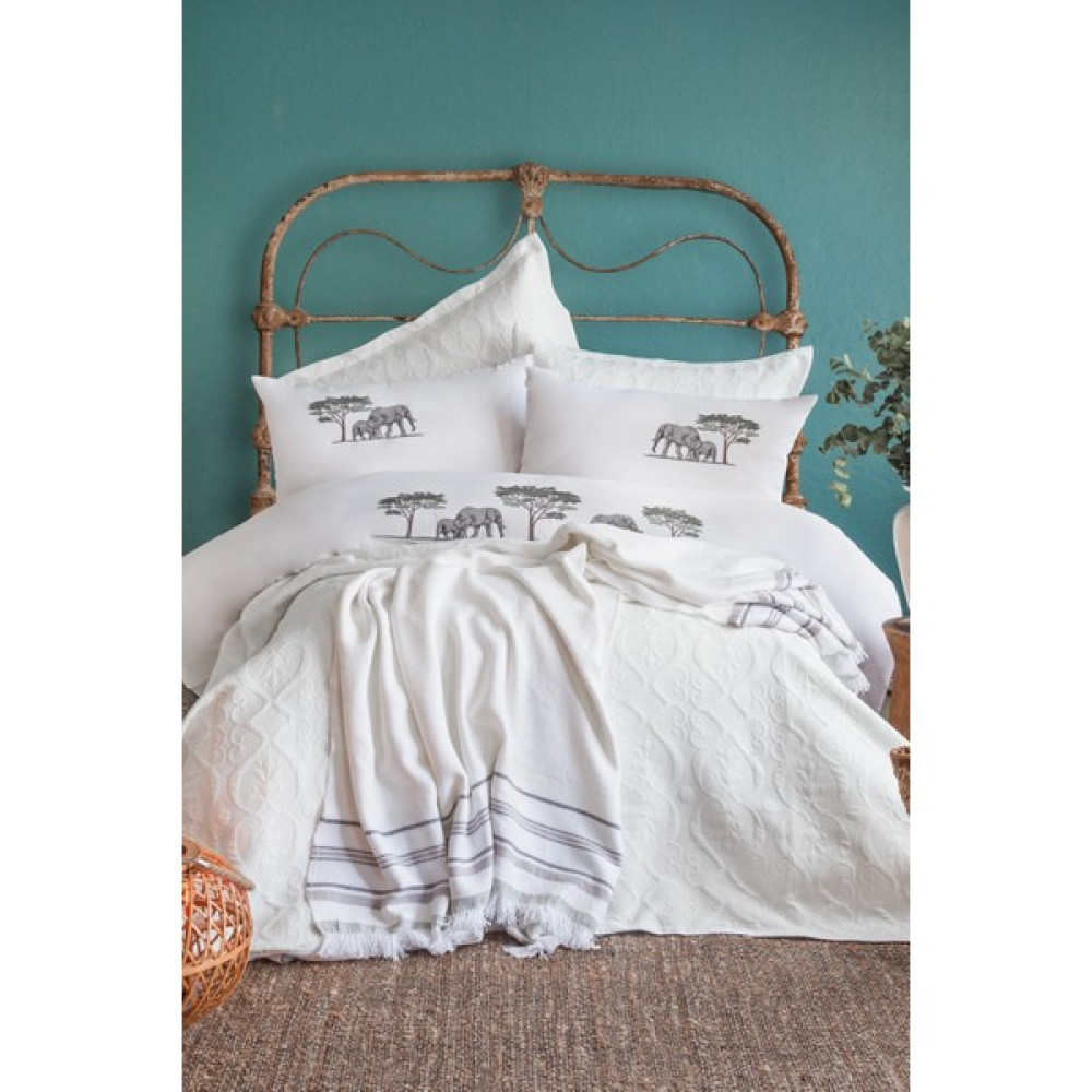 Apricitas Home Aleph White Çift Kişilik %100 Pamuk Nevresim Takımı ve Battaniye-Yatak Örtüsü Seti - 230 x 240 cm - Beyaz Yatak Örtüsü Fiyatı