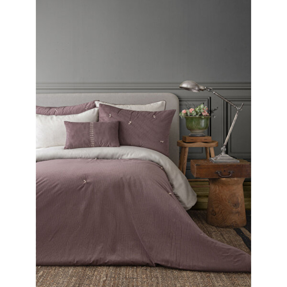 Apricitas Home Aristo Çift Kişilik Kadife Yatak Örtüsü Seti - Mürdüm - 240 x 250 cm Yatak Örtüsü Fiyatı