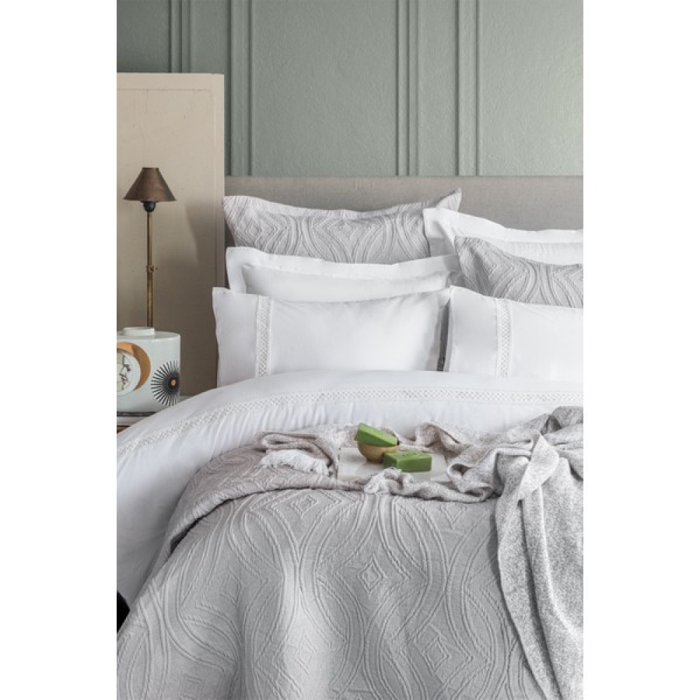 Apricitas Home Belmont Gray Çift Kişilik %100 Pamuk Nevresim Takımı ve Battaniye-Yatak Örtüsü Seti - 230 x 240 cm - Gri Yatak Örtüsü Fiyatı