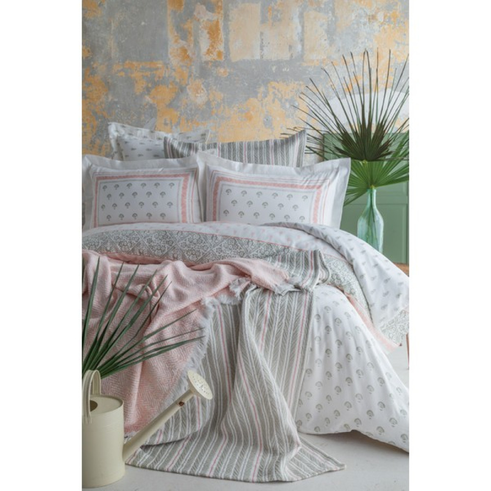 Apricitas Home Florantine Adaçayı Çift Kişilik %100 Pamuk Nevresim Takımı ve Battaniye-Yatak Örtüsü Seti - 230 x 240 cm - Pembe Yatak Örtüsü Fiyatı