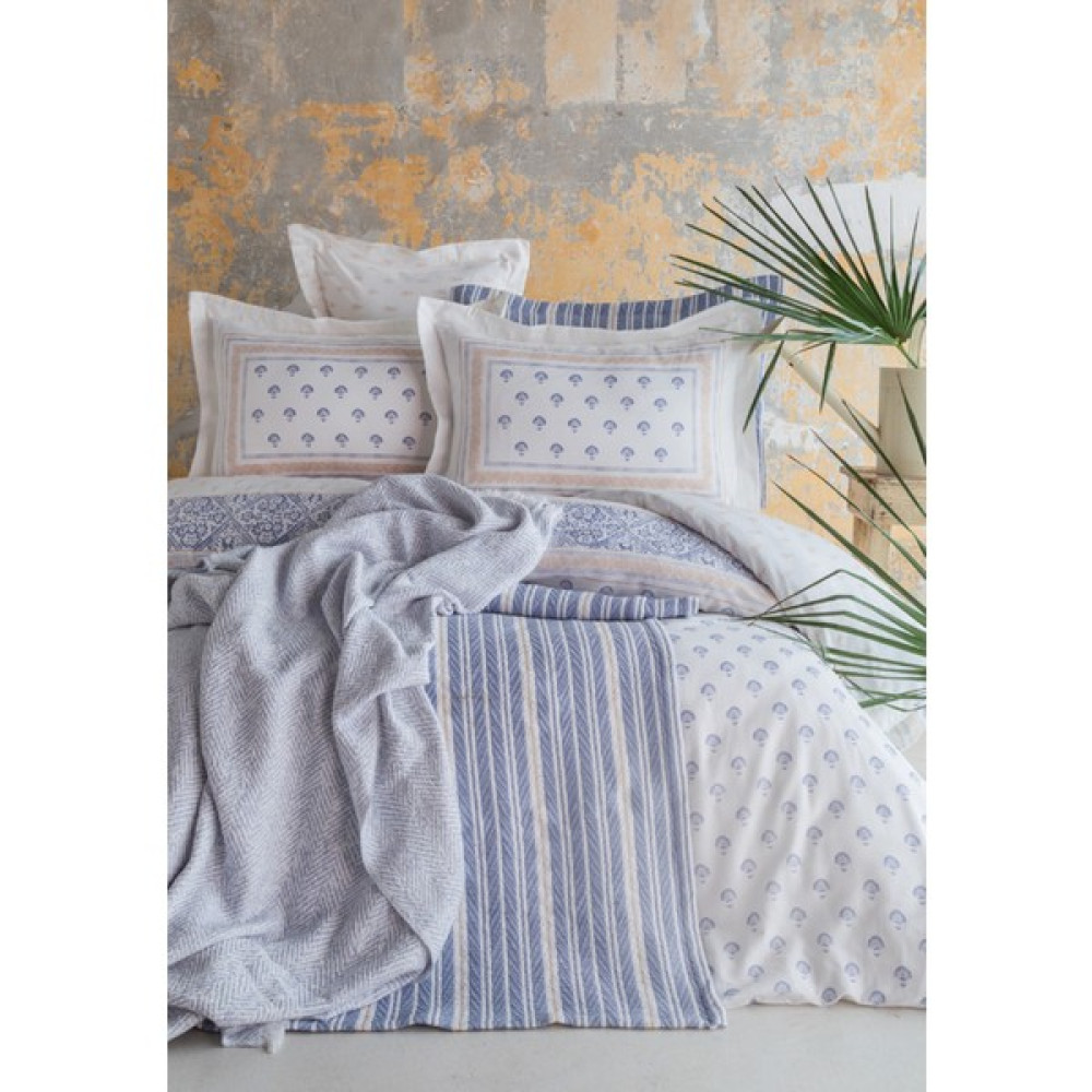 Apricitas Home Florantine Blue Çift Kişilik %100 Pamuk Nevresim Takımı ve Battaniye Yatak Örtüsü Set - 230 x 240 cm - Mavi Yatak Örtüsü Fiyatı
