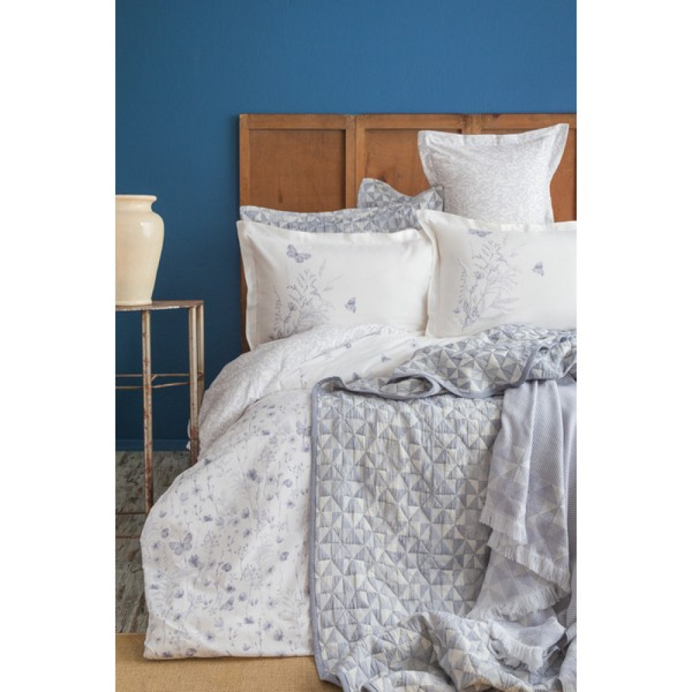 Apricitas Home Liberty Indigo Çift Kişilik %100 Pamuk Nevresim Takımı ve Battaniye-Yatak Örtüsü Seti - 230 x 240 cm Yatak Örtüsü Fiyatı